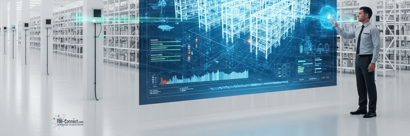 Systemlandschaft mit CAFM, BMS und IoT für digitale Lagersteuerung